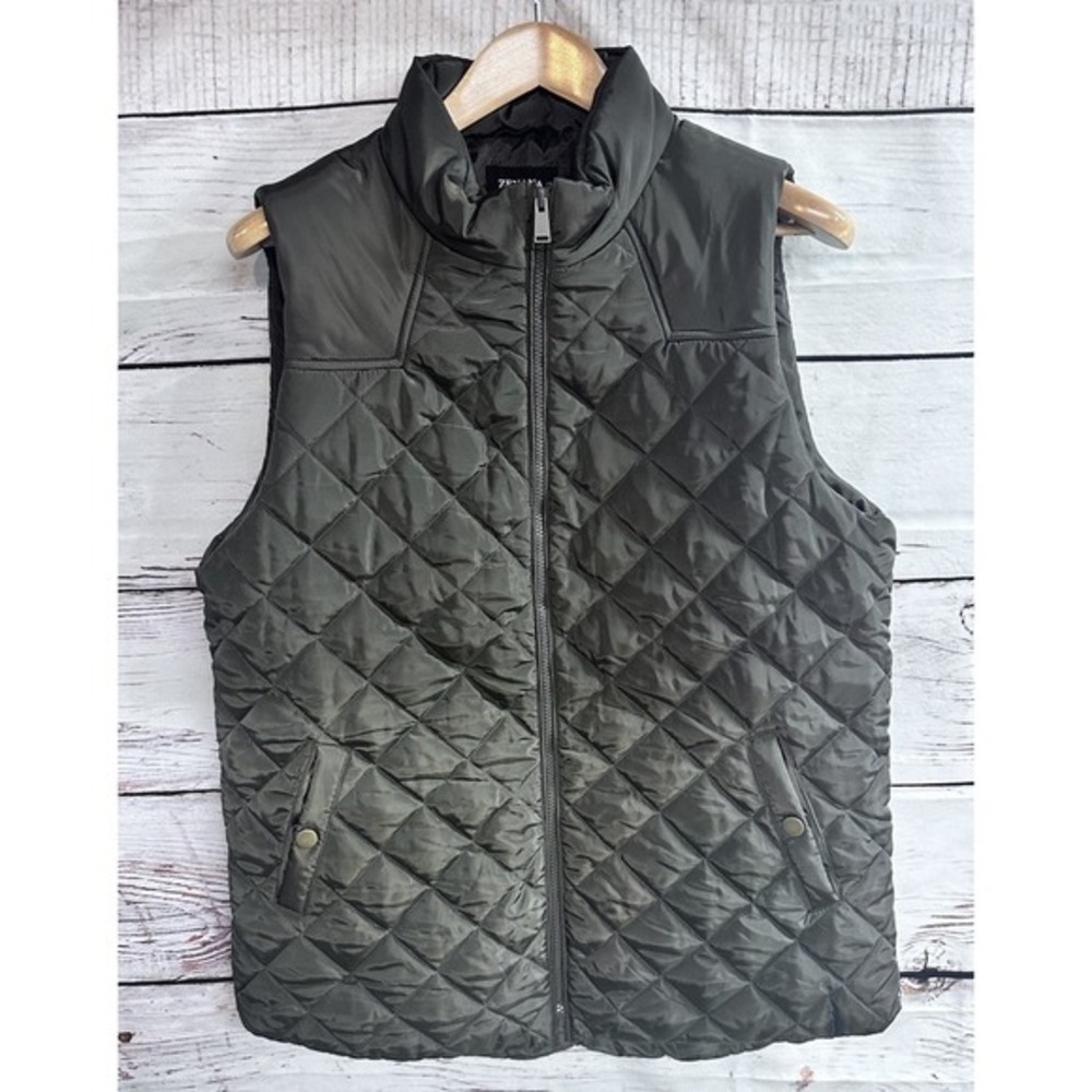 Women's Zenana‎ Outfitters Puffer Vest Large Green Pockets Casual Outdoor